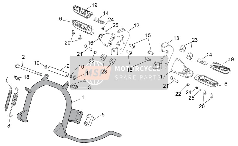 Aprilia Scarabeo 100 4T E3 2010 Foot Rests - Lateral Stand for a 2010 Aprilia Scarabeo 100 4T E3