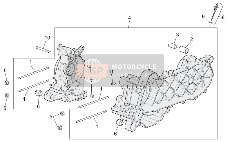 Aprilia Scarabeo 100 4T E3 2012 Crank-Case for a 2012 Aprilia Scarabeo 100 4T E3
