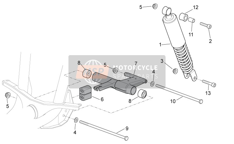 Aprilia Scarabeo 100 4T E3 2014 R.Amortiguador-Conectar. varilla para un 2014 Aprilia Scarabeo 100 4T E3