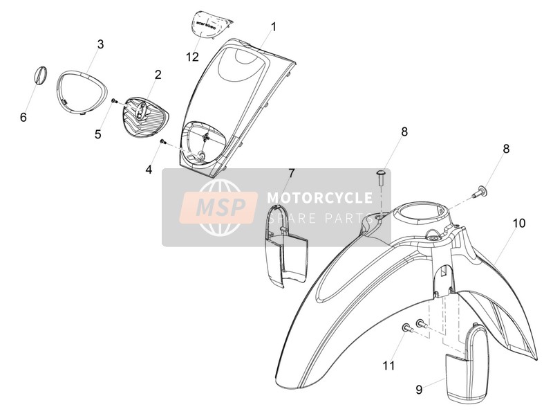 Aprilia Scarabeo 100 4T E3 2014 Front Body II for a 2014 Aprilia Scarabeo 100 4T E3