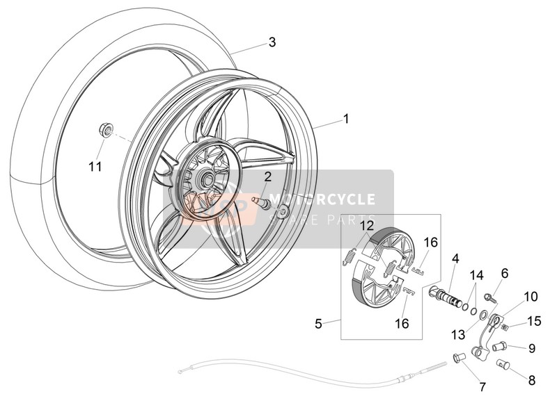 Aprilia Scarabeo 100 4T E3 2014 Rear Wheel - Drum Brake for a 2014 Aprilia Scarabeo 100 4T E3