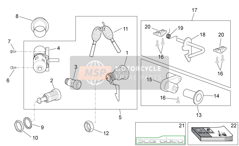 Aprilia Scarabeo 100 4T E3 2014 Decal - Lock Hardware Kit for a 2014 Aprilia Scarabeo 100 4T E3