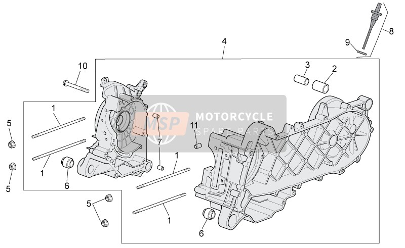 Aprilia Scarabeo 100 4T E3 2014 Crank-Case for a 2014 Aprilia Scarabeo 100 4T E3