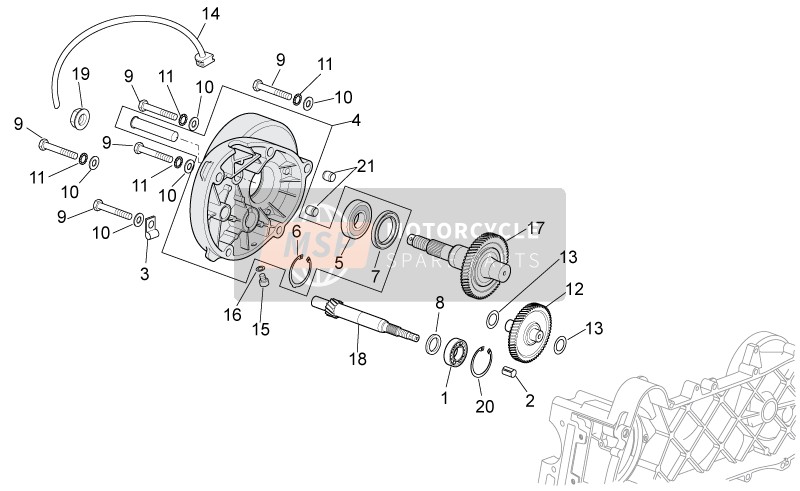 Aprilia Scarabeo 100 4T E3 2014 Getriebe für ein 2014 Aprilia Scarabeo 100 4T E3