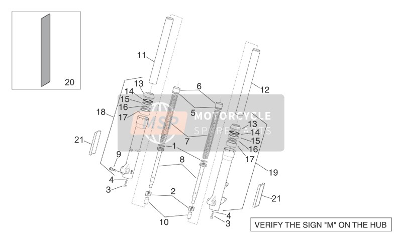 Aprilia Scarabeo 125-150-200 (eng.Rotax) 1999 Marzocchi Front Fork - Hubs, Sleeves for a 1999 Aprilia Scarabeo 125-150-200 (eng.Rotax)