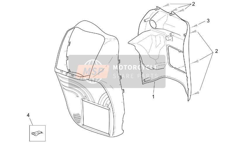 Aprilia Scarabeo 125-150-200 (eng.Rotax) 2001 Front Body - Internal Shield for a 2001 Aprilia Scarabeo 125-150-200 (eng.Rotax)