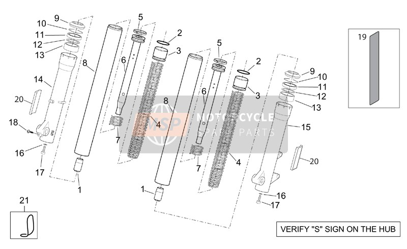 Aprilia Scarabeo 125-200 E2 (eng.Piaggio) 2003 Showa Tenedor frontal - Hubs, Mangas para un 2003 Aprilia Scarabeo 125-200 E2 (eng.Piaggio)