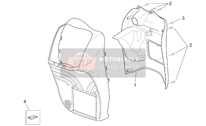 Aprilia Scarabeo 125-200 E2 (eng.Piaggio) 2003 Front Body - Internal Shield for a 2003 Aprilia Scarabeo 125-200 E2 (eng.Piaggio)