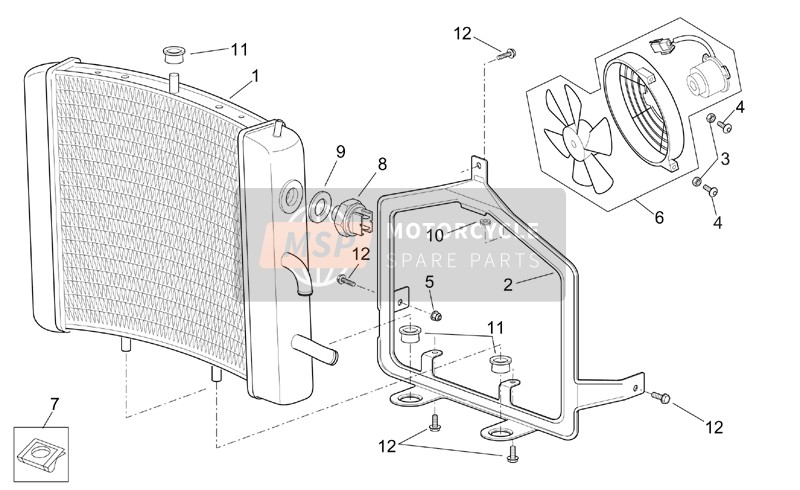 Aprilia Scarabeo 125-200 E2 (eng.Piaggio) 2003 Water Cooler for a 2003 Aprilia Scarabeo 125-200 E2 (eng.Piaggio)