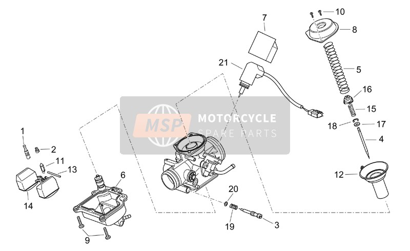 Aprilia Scarabeo 125-200 E2 (eng.Piaggio) 2003 Carburettor II for a 2003 Aprilia Scarabeo 125-200 E2 (eng.Piaggio)