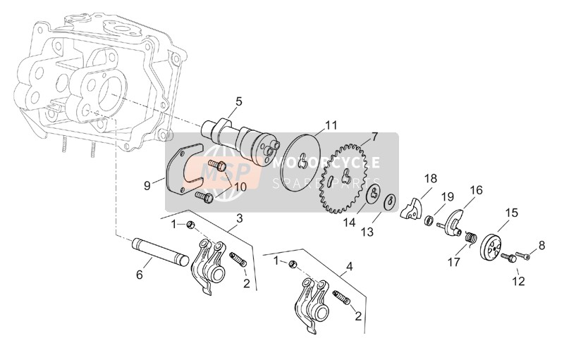 Aprilia Scarabeo 125-200 E2 (eng.Piaggio) 2003 Camshaft for a 2003 Aprilia Scarabeo 125-200 E2 (eng.Piaggio)