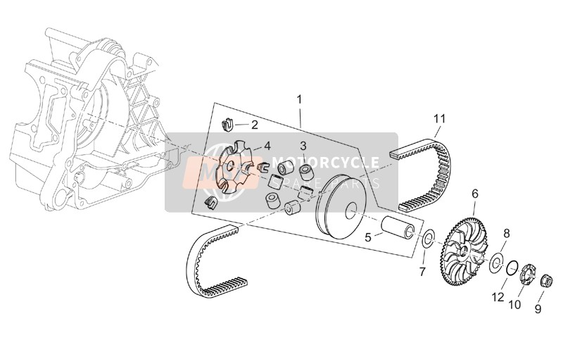 Aprilia Scarabeo 125-200 E2 (eng.Piaggio) 2003 Variator Assembly for a 2003 Aprilia Scarabeo 125-200 E2 (eng.Piaggio)