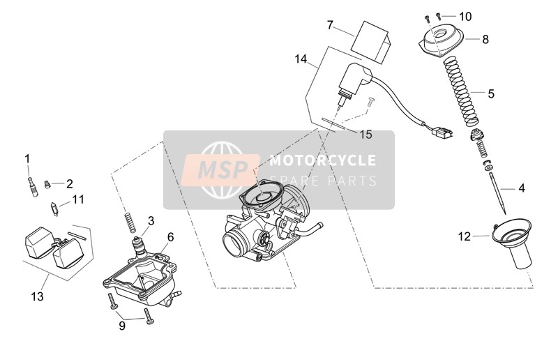 Aprilia Scarabeo 125-200 E3 (eng.Piaggio) 2006 Carburettor II for a 2006 Aprilia Scarabeo 125-200 E3 (eng.Piaggio)