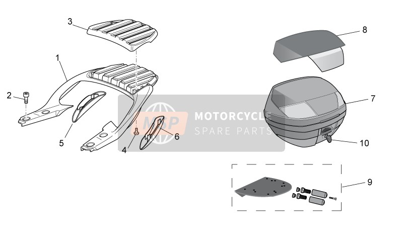 Aprilia Scarabeo 125-200 IE Light 2009 Corpo posteriore II per un 2009 Aprilia Scarabeo 125-200 IE Light