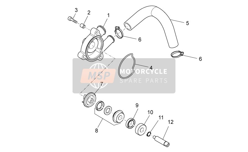 Aprilia Scarabeo 125-200 IE Light 2010 Pompa dell'acqua per un 2010 Aprilia Scarabeo 125-200 IE Light