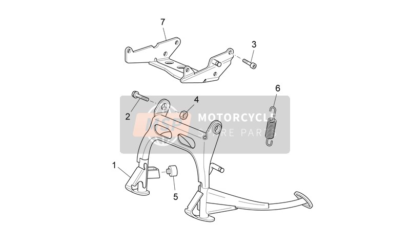 Aprilia Scarabeo 125-200 Light Carb. 2008 Caballete central para un 2008 Aprilia Scarabeo 125-200 Light Carb.