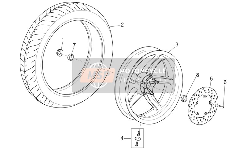 Aprilia Scarabeo 125-200 Light Carb. 2007 Rueda trasera para un 2007 Aprilia Scarabeo 125-200 Light Carb.