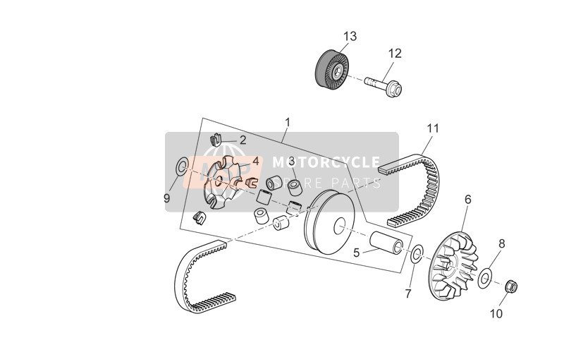 Aprilia Scarabeo 125-200 Light Carb. 2009 Variator Assembly for a 2009 Aprilia Scarabeo 125-200 Light Carb.