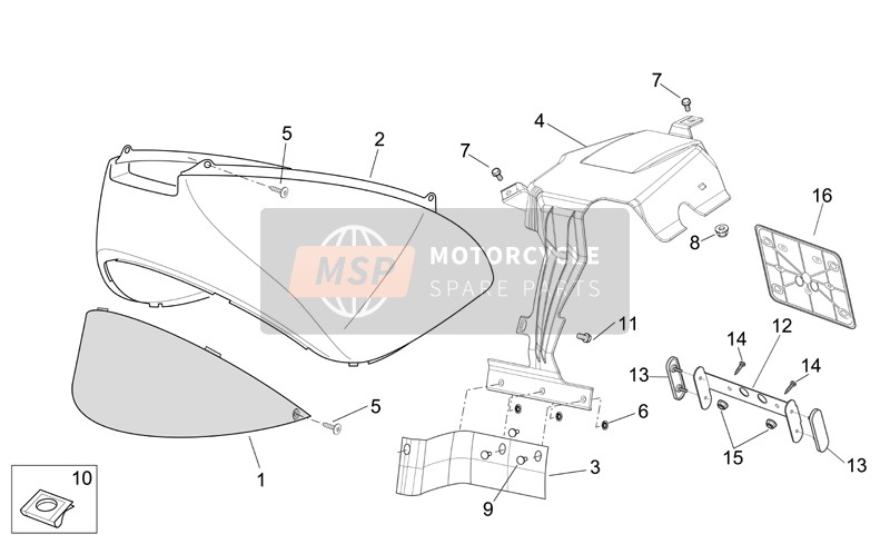 Aprilia Scarabeo 125-250 E2 (eng.Piaggio) 2006 Rear Body I for a 2006 Aprilia Scarabeo 125-250 E2 (eng.Piaggio)