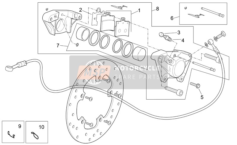 Aprilia Scarabeo 125-250 E2 (eng.Piaggio) 2006 Rear Caliper for a 2006 Aprilia Scarabeo 125-250 E2 (eng.Piaggio)