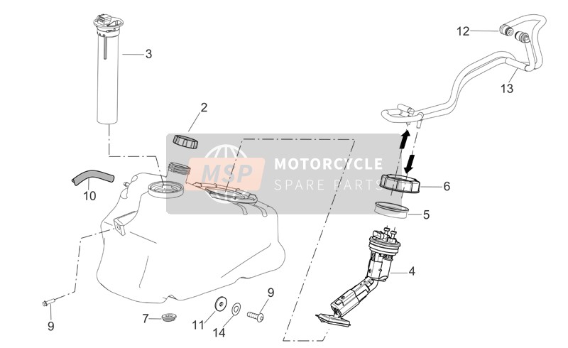 Aprilia Scarabeo 250 Light E3 2006 Fuel Tank for a 2006 Aprilia Scarabeo 250 Light E3