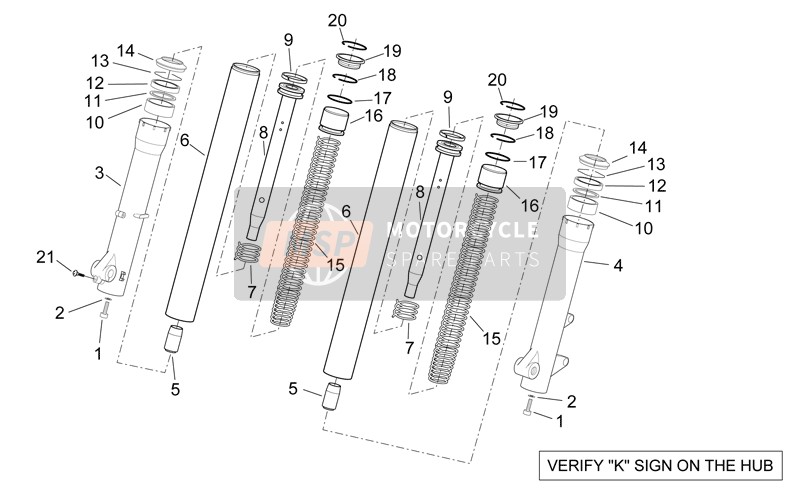 Aprilia Scarabeo 300 Light E3 2010 Front Fork II for a 2010 Aprilia Scarabeo 300 Light E3