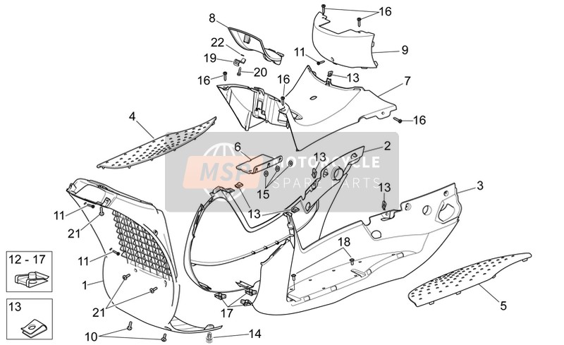 Aprilia Scarabeo 300 Light E3 2010 Central Body for a 2010 Aprilia Scarabeo 300 Light E3