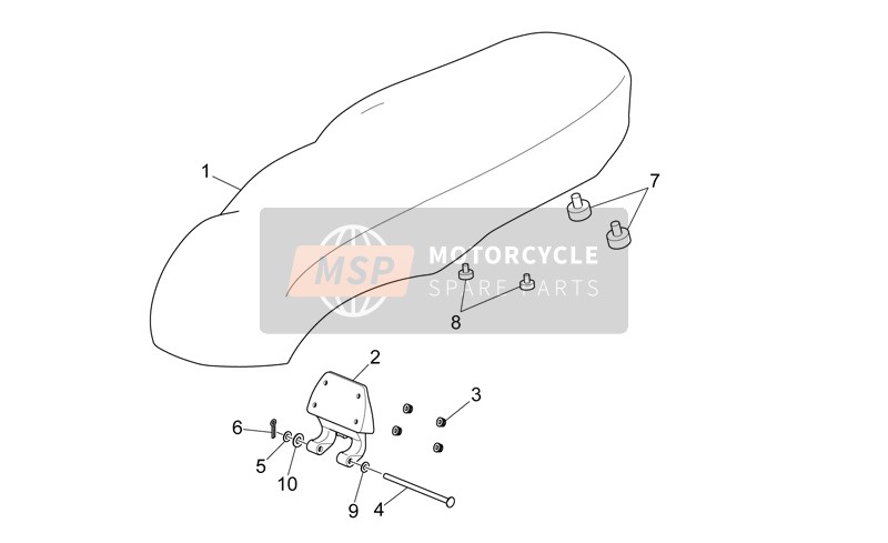 Aprilia Scarabeo 300 Light E3 2010 Unità sella per un 2010 Aprilia Scarabeo 300 Light E3