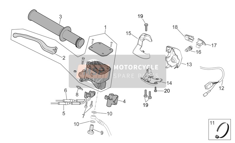 Aprilia Scarabeo 300 Light E3 2010 RH Control S para un 2010 Aprilia Scarabeo 300 Light E3