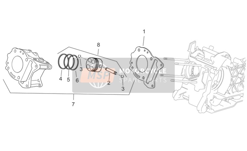 Aprilia Scarabeo 300 Light E3 2010 Zylinder für ein 2010 Aprilia Scarabeo 300 Light E3