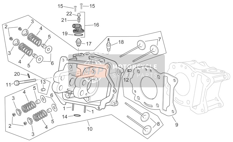 Aprilia Scarabeo 300 Light E3 2009 Testata per un 2009 Aprilia Scarabeo 300 Light E3