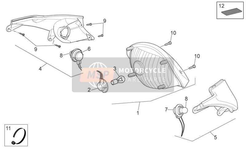 Aprilia Scarabeo 400-492-500 Light 2008 Rücklichter für ein 2008 Aprilia Scarabeo 400-492-500 Light