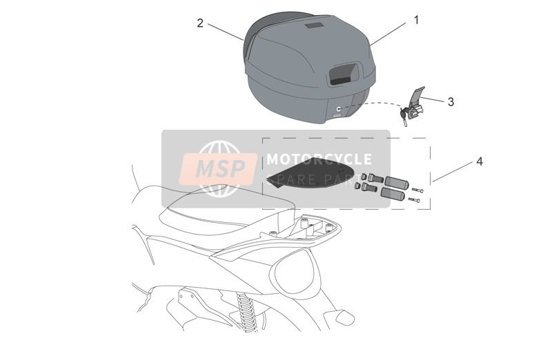 Aprilia Scarabeo 400-492-500 Light 2008 Akk. - Topcases II für ein 2008 Aprilia Scarabeo 400-492-500 Light