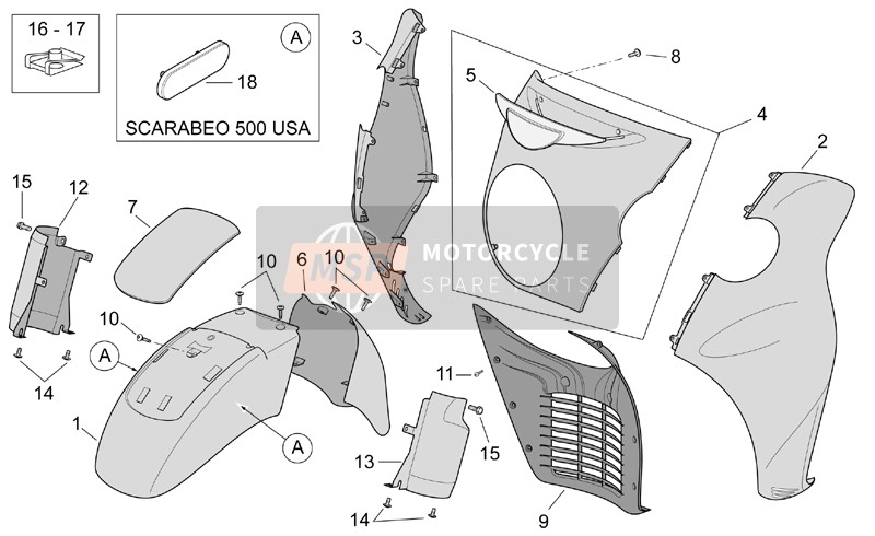 AP8156125, Parafango Ant.Sup.V.Grigio Dia, Piaggio, 0