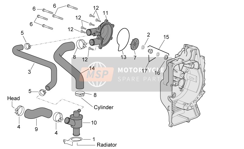 Aprilia Scarabeo 500 2004 Water Pump for a 2004 Aprilia Scarabeo 500