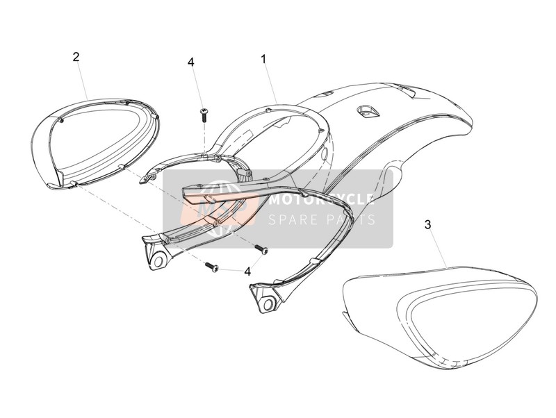 Aprilia Scarabeo 50 2T 2014 Cuerpo trasero I - Carenado trasero para un 2014 Aprilia Scarabeo 50 2T