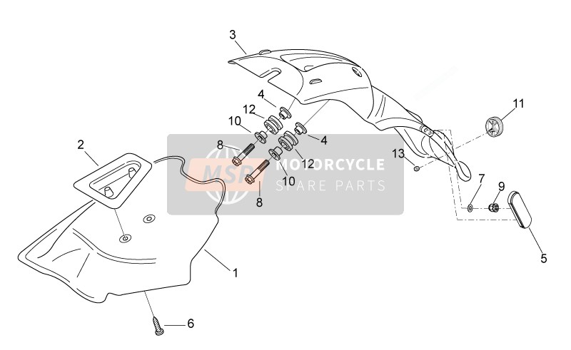 Aprilia Scarabeo 50 2T 2014 Cuerpo trasero III - Guardabarros para un 2014 Aprilia Scarabeo 50 2T