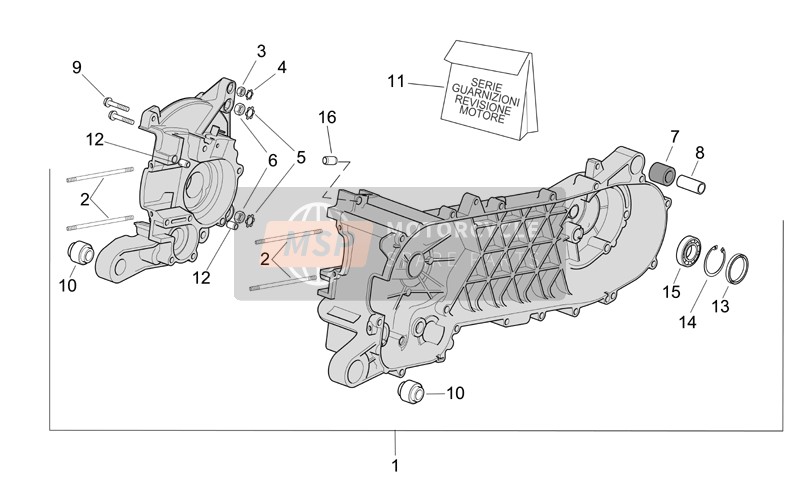 Aprilia Scarabeo 50 2T E2 (eng. Piaggio) 2006 Crank-Case for a 2006 Aprilia Scarabeo 50 2T E2 (eng. Piaggio)