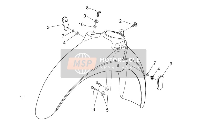 Aprilia Scarabeo 50 2T E2 (eng. Piaggio) 2009 Front Body VI - Front Mudguard for a 2009 Aprilia Scarabeo 50 2T E2 (eng. Piaggio)