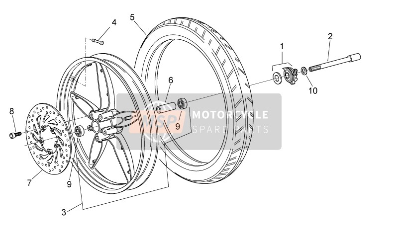 Aprilia Scarabeo 50 2T E2 NET 2009 Front Wheel for a 2009 Aprilia Scarabeo 50 2T E2 NET