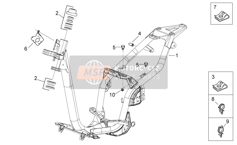 Aprilia Scarabeo 50 2T E2 NET 2010 Frame voor een 2010 Aprilia Scarabeo 50 2T E2 NET