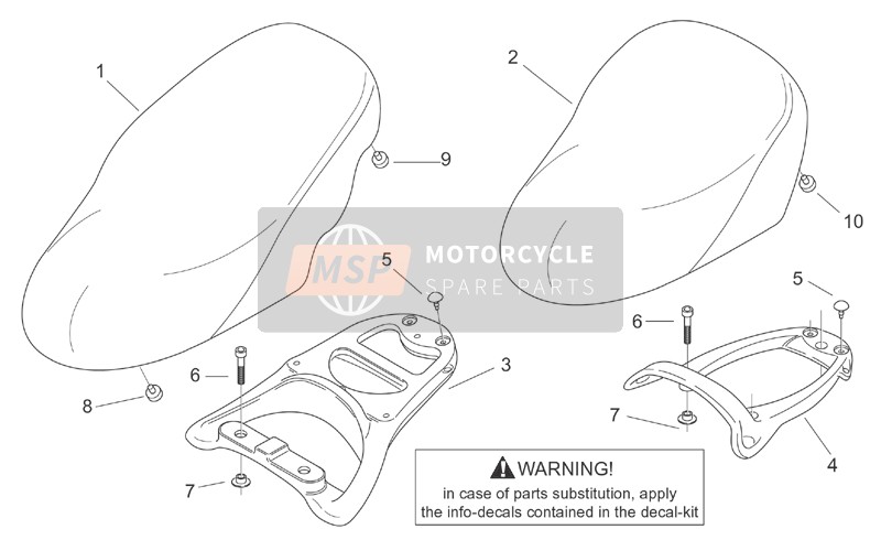 Aprilia Scarabeo 50 2T (eng. Minarelli) 1999 Seat - Carrier for a 1999 Aprilia Scarabeo 50 2T (eng. Minarelli)