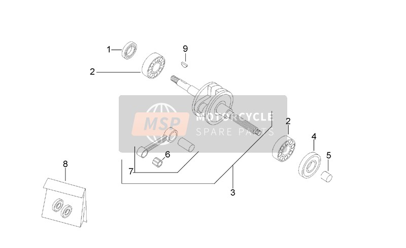 Aprilia Scarabeo 50 2T (eng. Minarelli) 1999 Connecting Rod Group for a 1999 Aprilia Scarabeo 50 2T (eng. Minarelli)