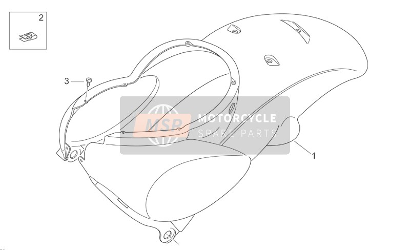 Aprilia Scarabeo 50 2T (eng. Minarelli) 2002 Rear Body I - Rear Fairing for a 2002 Aprilia Scarabeo 50 2T (eng. Minarelli)