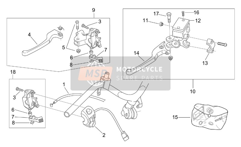 Aprilia Scarabeo 50 2T (eng. Minarelli) 2002 LH Controls for a 2002 Aprilia Scarabeo 50 2T (eng. Minarelli)