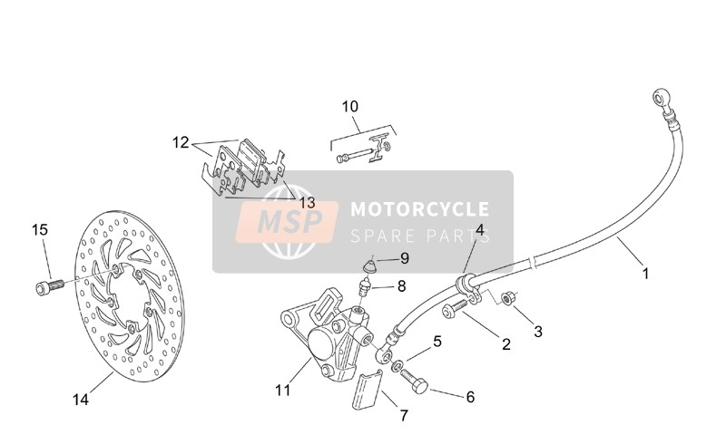 Aprilia Scarabeo 50 2T (eng. Minarelli) 2000 Front Brake Caliper for a 2000 Aprilia Scarabeo 50 2T (eng. Minarelli)