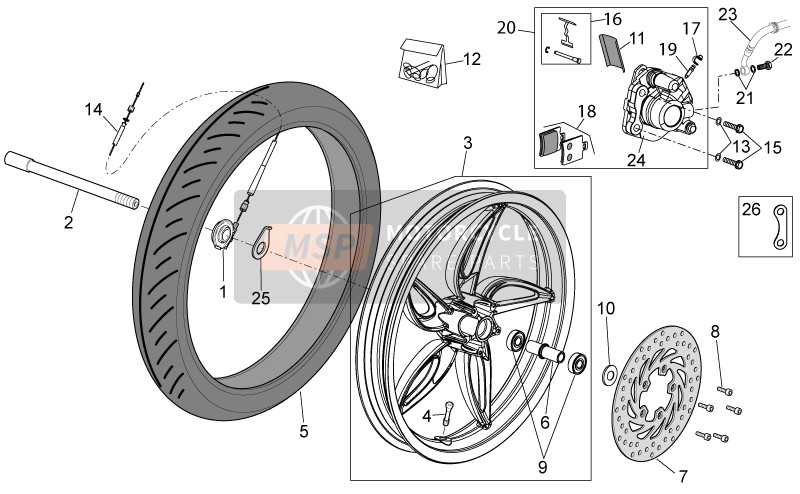 Aprilia Scarabeo 50 4T 4V 2014 Front Wheel - Disc Brake for a 2014 Aprilia Scarabeo 50 4T 4V