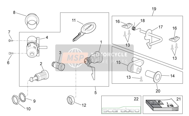 Aprilia Scarabeo 50 4T 4V 2014 Decal - Lock Hardware Kit for a 2014 Aprilia Scarabeo 50 4T 4V