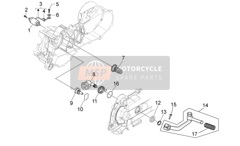 Aprilia Scarabeo 50 4T 4V 2014 Kickstarter-Getriebe/Anlasser für ein 2014 Aprilia Scarabeo 50 4T 4V