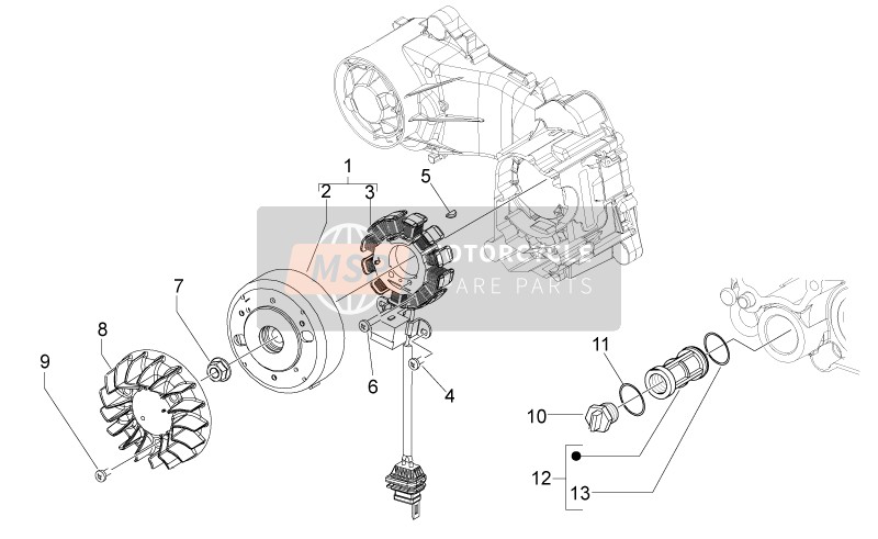 Aprilia Scarabeo 50 4T 4V 2014 CDI Magneet assemblage voor een 2014 Aprilia Scarabeo 50 4T 4V